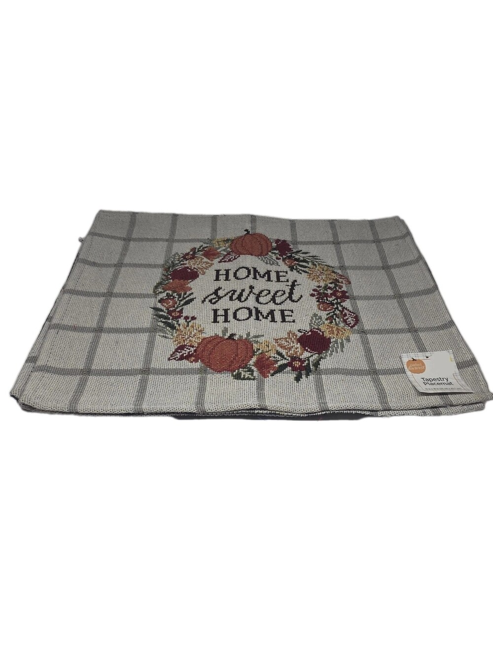 Set of 4 HOME SWEET HOME Autumn Placemats Thanksgiving Pumpkins Tapestry Style